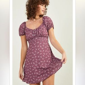 Altar’d State Elsie Puff Sleeve Short Dress, Dusty dark purple, new unworn